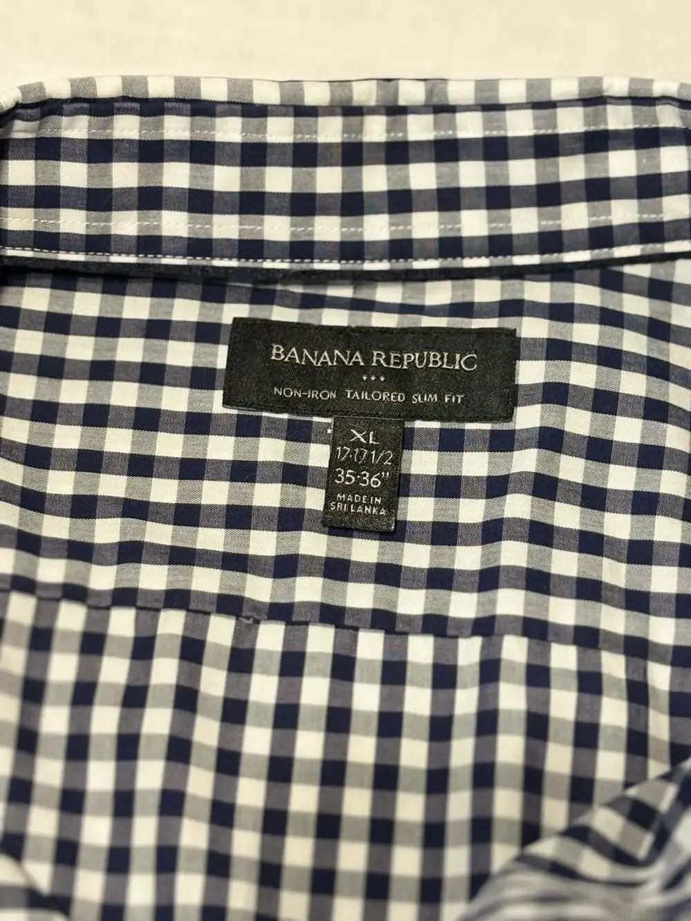 Banana Republic Non-Iron Tailored Slim Fit Gingham Dress Shirt #1324